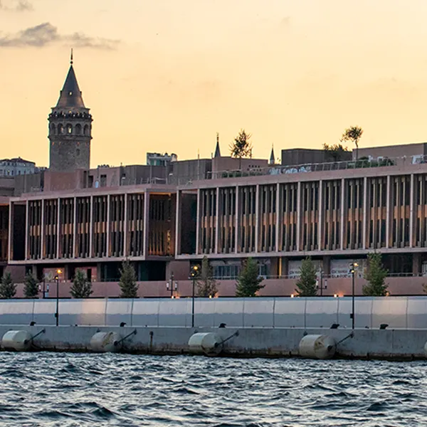Galataport on the Bosphorus shore with Galata Tower behind