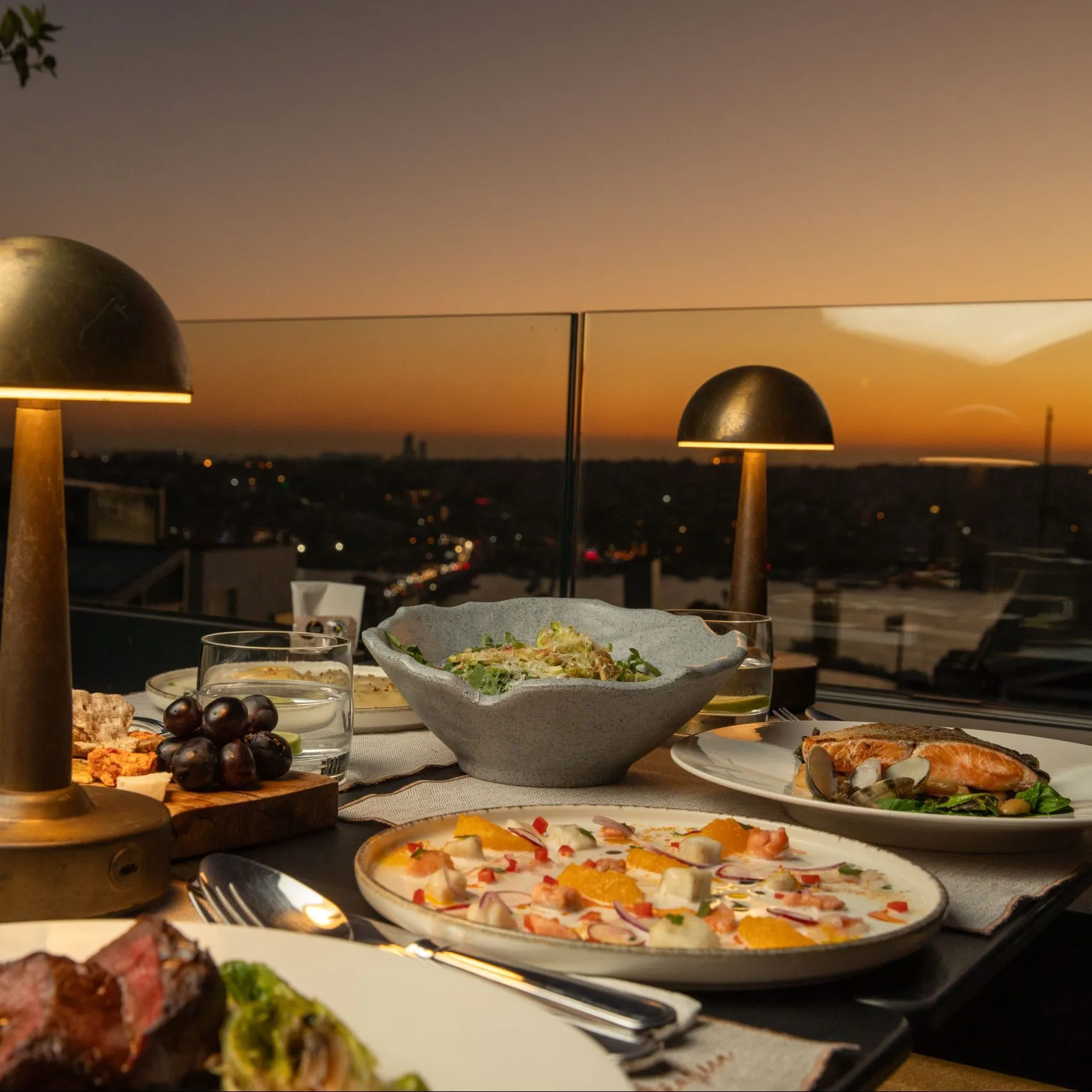 Dinner on the terrace at sunset