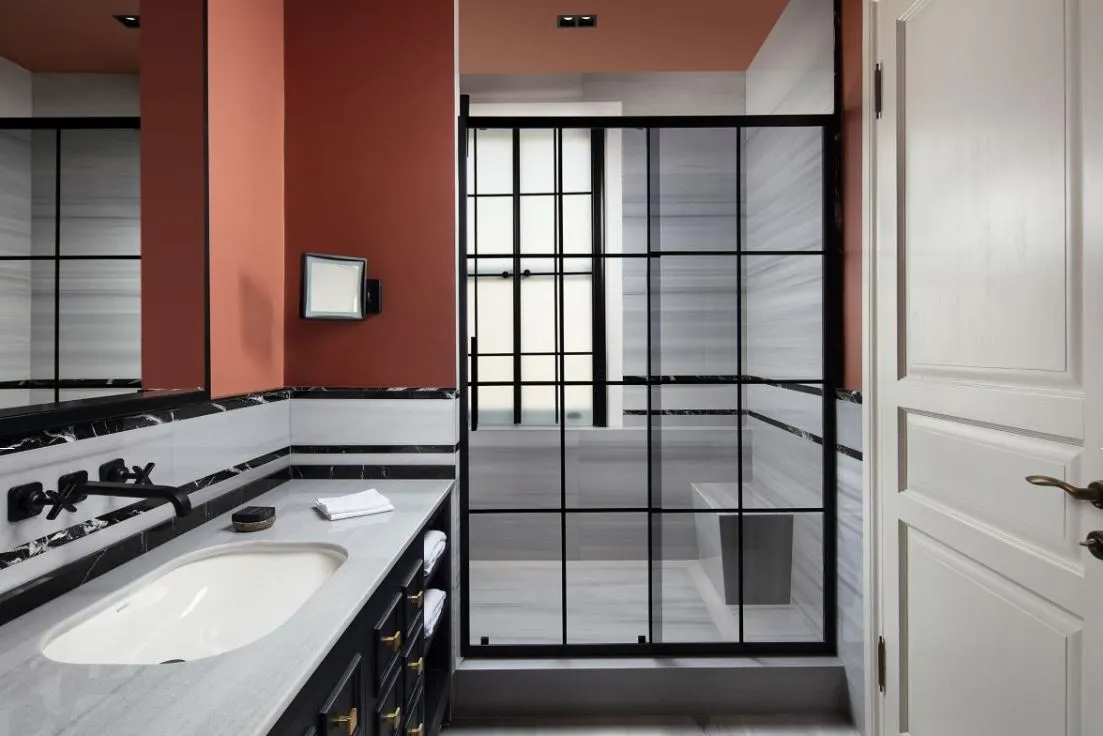 Suite bathroom with glass shower